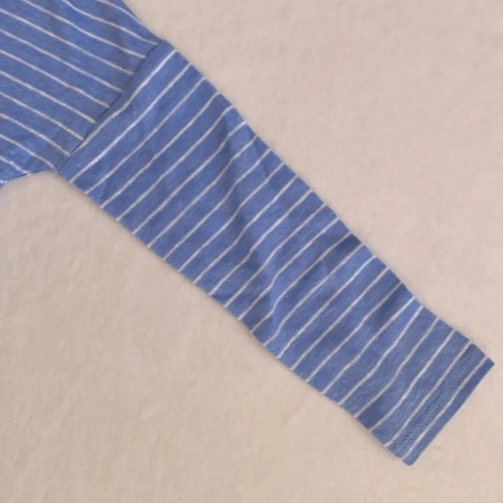 Vince | Linen Striped Long Sleeve Boxy Fit Shirt VNBXG0367 Blue/White (4) - Picture 8 of 15